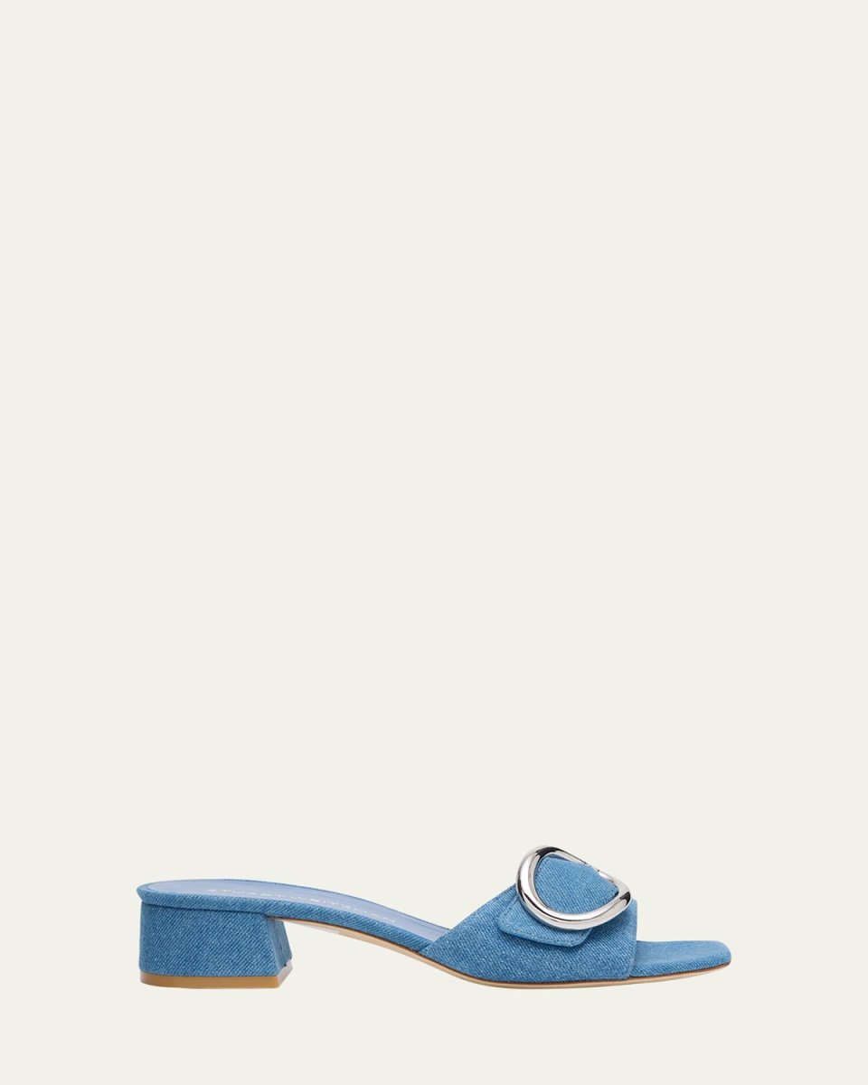 Benni Denim Buckle Slide Mule Sandals